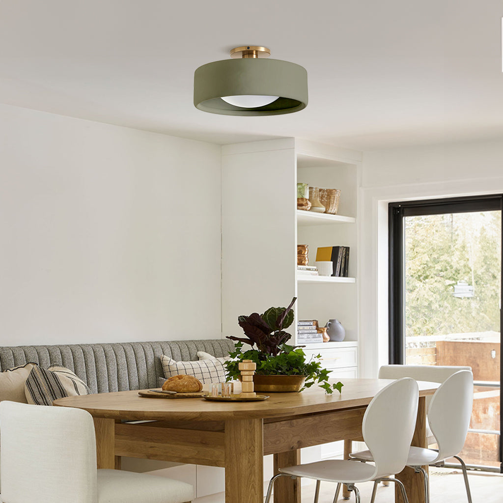 Keramische Plafondlamp Scandinavisch Design met Halfrond Porselein Kap | Sansoti