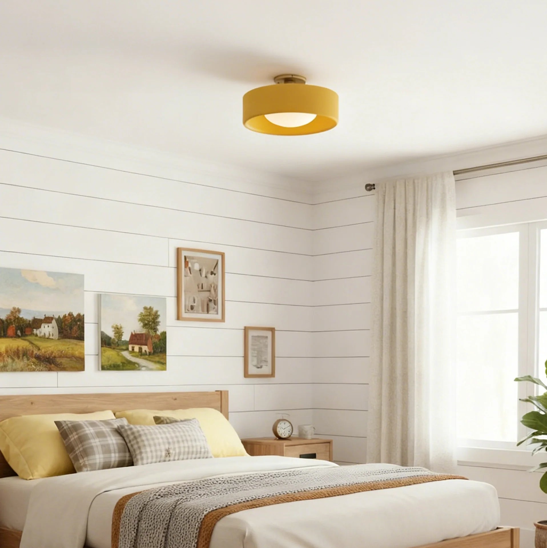 Keramische Plafondlamp Scandinavisch Design met Halfrond Porselein Kap | Sansoti