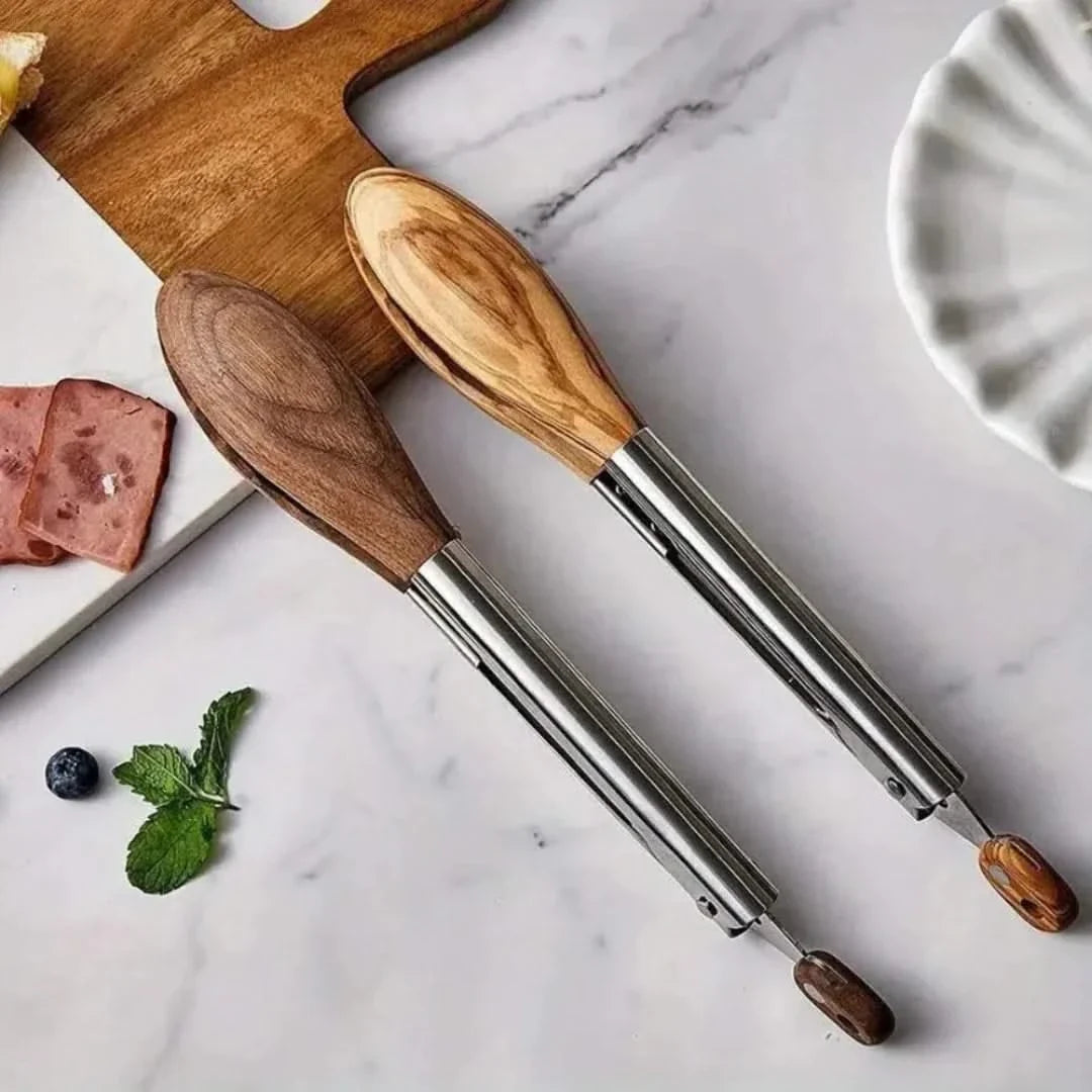 Keukentang Set met Houten Handgreep RVS Serveertang Grillgereedschap Barbecue Accessoires Kook Hulpmiddel Keuken | Sansoti