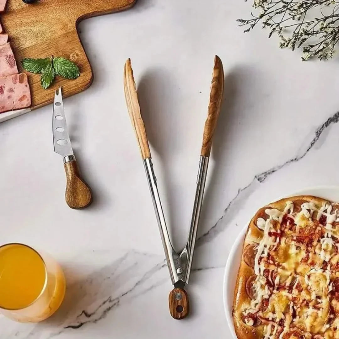 Keukentang Set met Houten Handgreep RVS Serveertang Grillgereedschap Barbecue Accessoires Kook Hulpmiddel Keuken | Sansoti