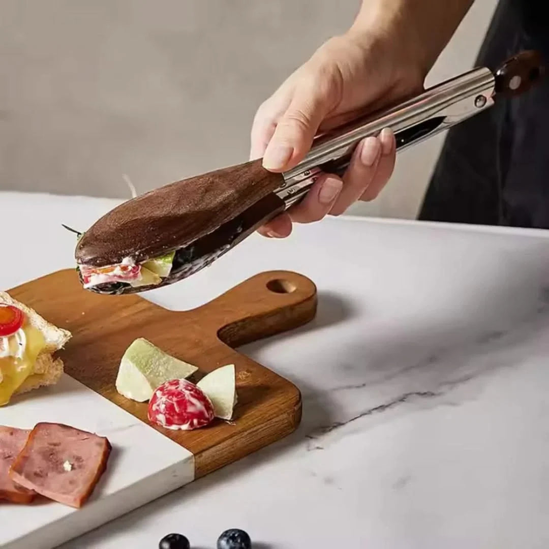 Keukentang Set met Houten Handgreep RVS Serveertang Grillgereedschap Barbecue Accessoires Kook Hulpmiddel Keuken | Sansoti