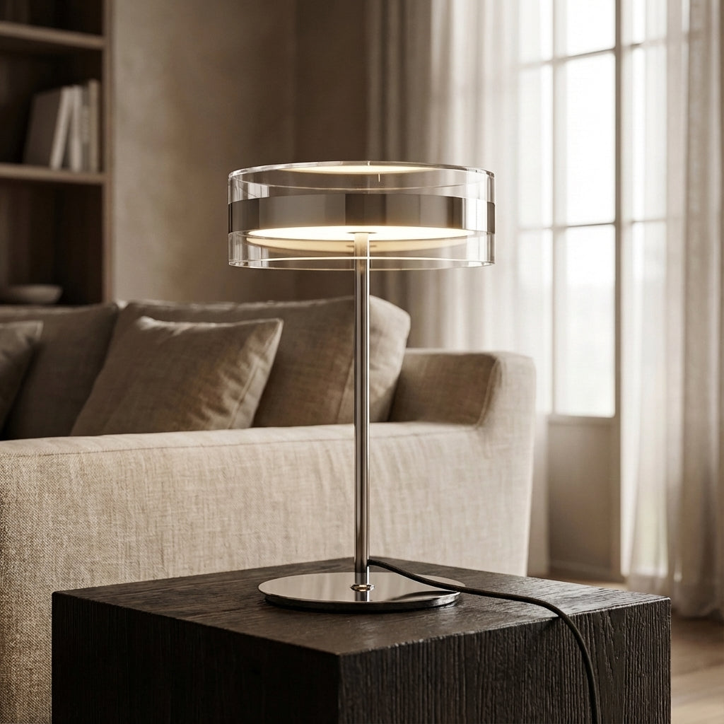 Tafellamp Glas Cilinder Metaal Chroom LED Ø20cm 40cm Woonkamer Slaapkamer Bureaulamp Modern Minimalistisch Sfeerverlichting | Sansoti