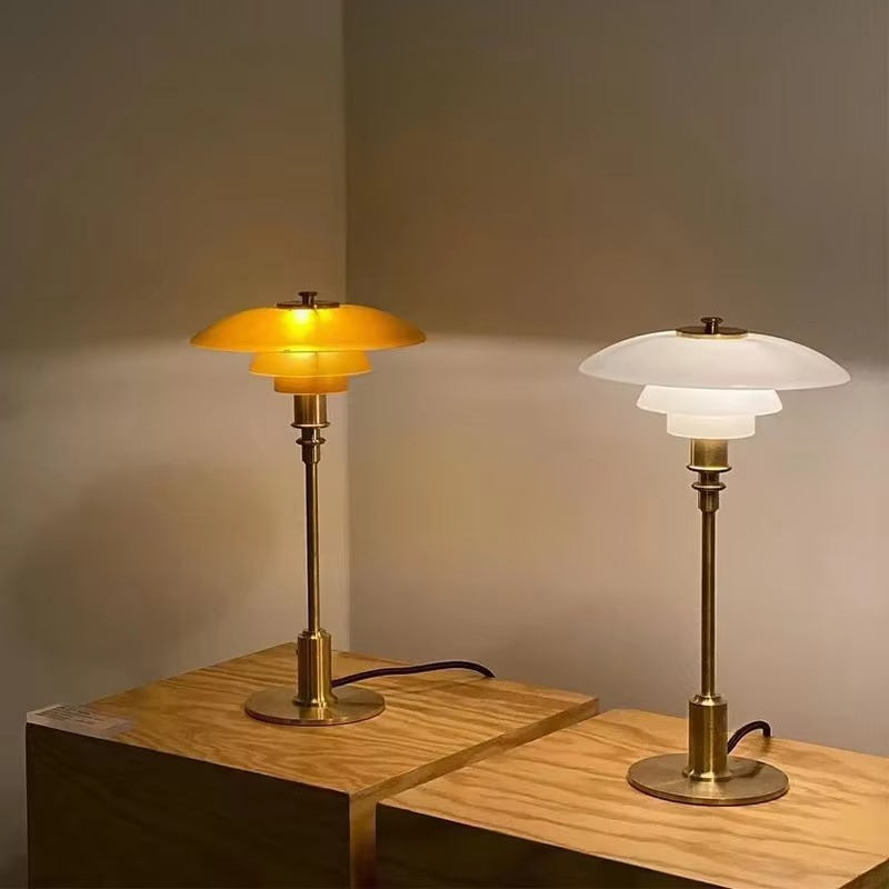Tafellamp Glas Metaal Ø28cm Oranje LED Bureau Nachtkastje Design Lamp Sfeerverlichting Woonkamer Leeslamp Minimalistisch | Sansoti