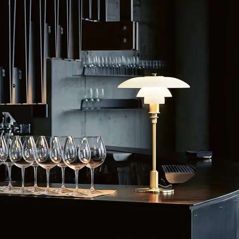 Tafellamp Glas Metaal Ø28cm Oranje LED Bureau Nachtkastje Design Lamp Sfeerverlichting Woonkamer Leeslamp Minimalistisch | Sansoti