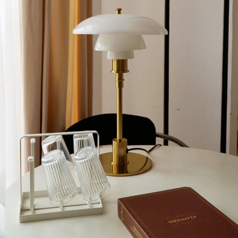 Tafellamp Glas Metaal Ø28cm Oranje LED Bureau Nachtkastje Design Lamp Sfeerverlichting Woonkamer Leeslamp Minimalistisch | Sansoti