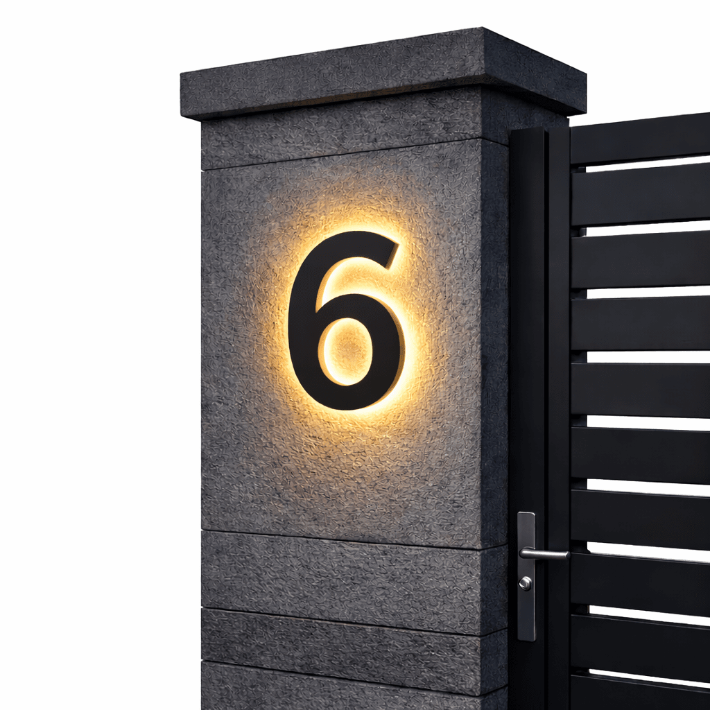 Numéros de Maison en Acier Inoxydable Éclairés pour Façade Moderne – Éclairage Mural LED avec Protection Étanche IP68 & Éclairage Économe en Énergie | Sansoti