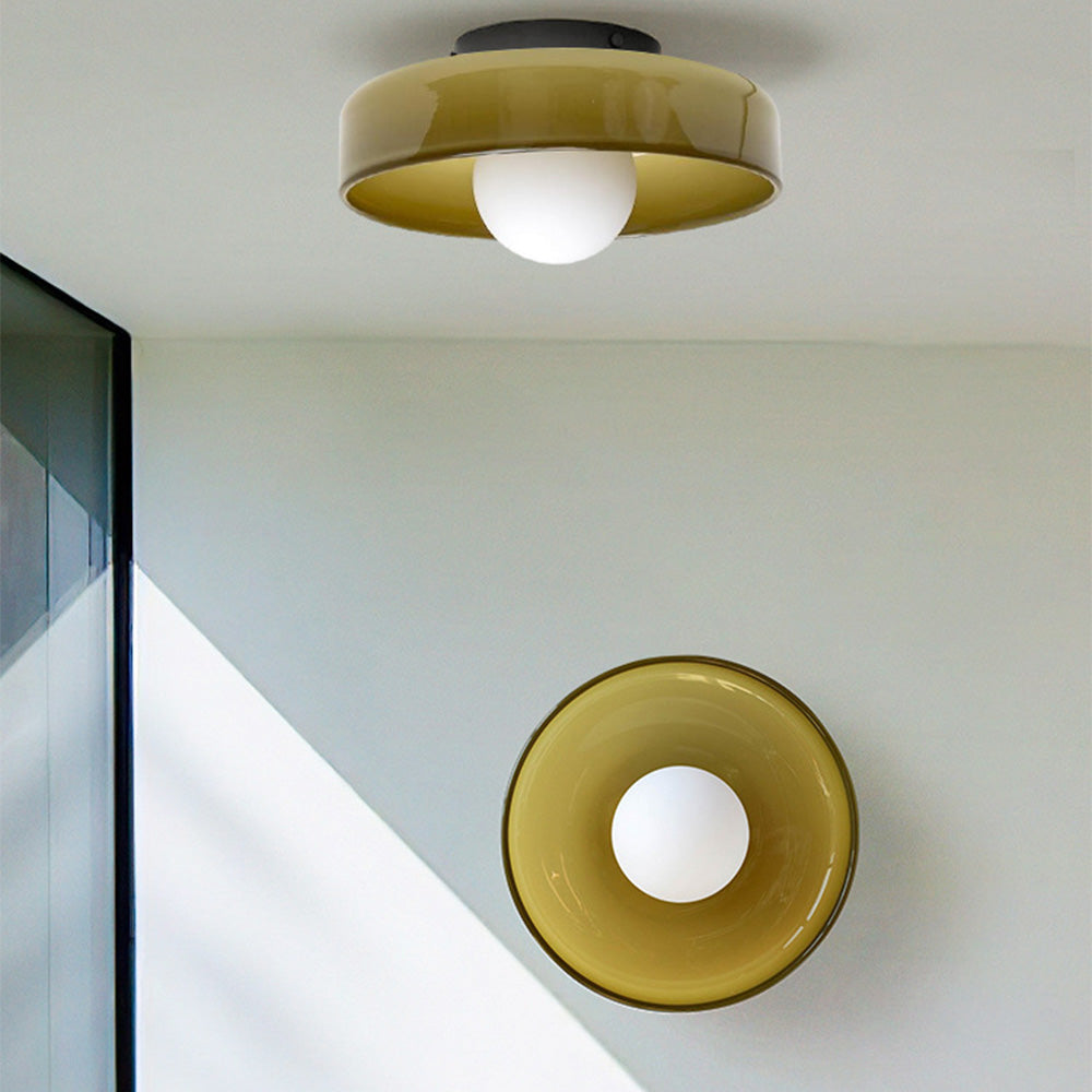 Runde Deckenleuchte aus Glas und Metall, G9-Fassung, drei Farbtemperaturen, 25cm 35cm, für Schlafzimmer und Wohnzimmer, LED-Deckenbeleuchtung | Sansoti