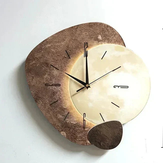 Wooden Wall Clock Organic Shape 35×35 cm Silent Movement Decorative Wall Object | Sansoti