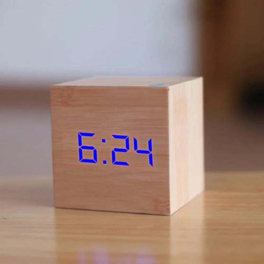Compacte LED-Wekker Kubusvorm met Temperatuurweergave Nachtmodus en Alarmfunctie voor Slaapkamer Bureau | Sansoti
