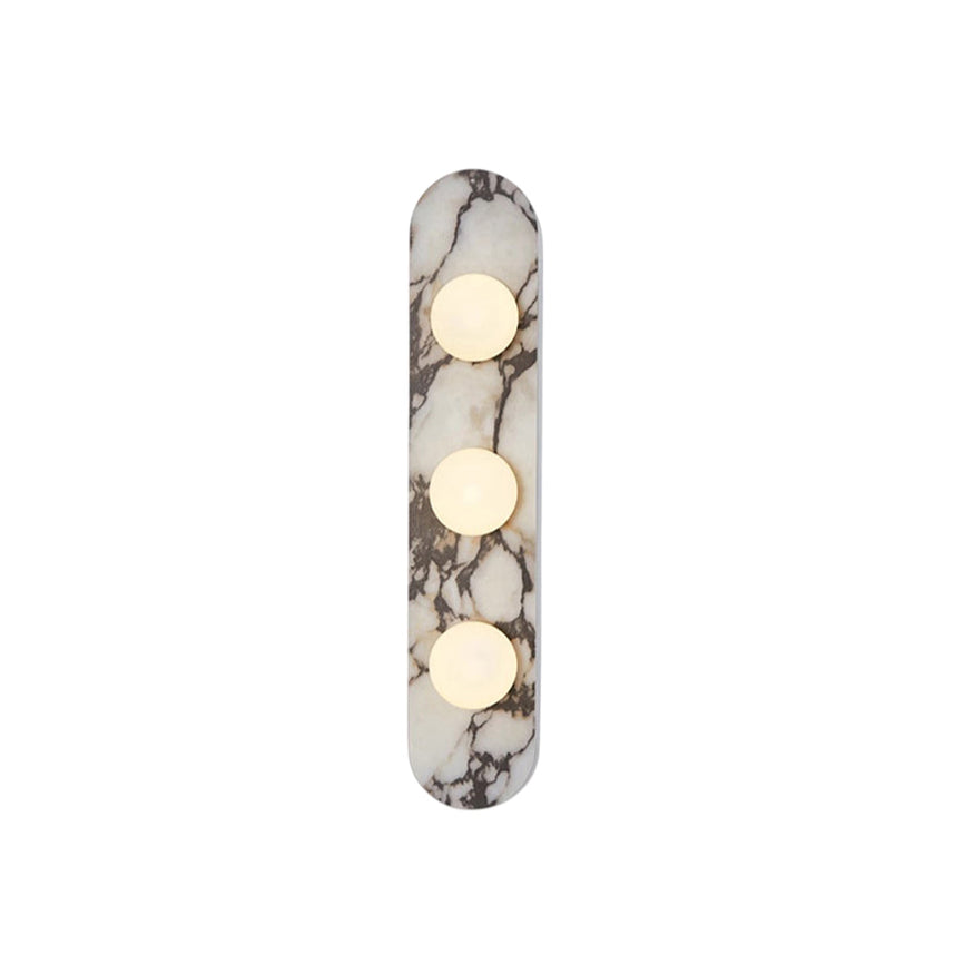 Design Wandleuchte aus Bulgari-Marmor mit Opalglaskugel – Italienische Mid-Century Wandbeleuchtung für Wohnzimmer, Flur und Schlafzimmer | Restfield