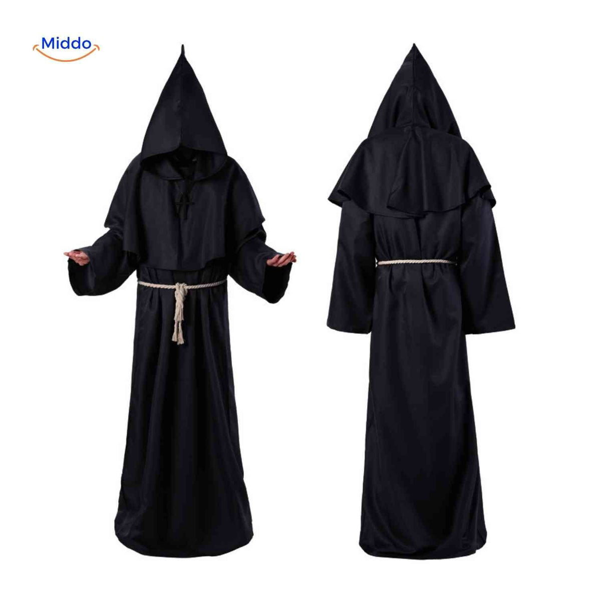 Mittelalterliches Mönchsgewand mit Kapuze, Unisex-Kostüm für Themenpartys, Halloween, Cosplay und Karneval | Sansoti