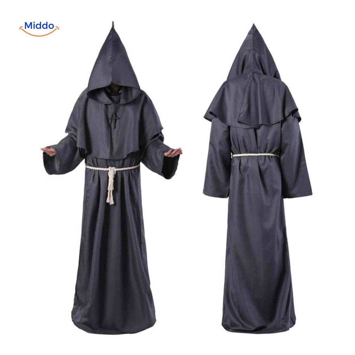 Mittelalterliches Mönchsgewand mit Kapuze, Unisex-Kostüm für Themenpartys, Halloween, Cosplay und Karneval | Sansoti