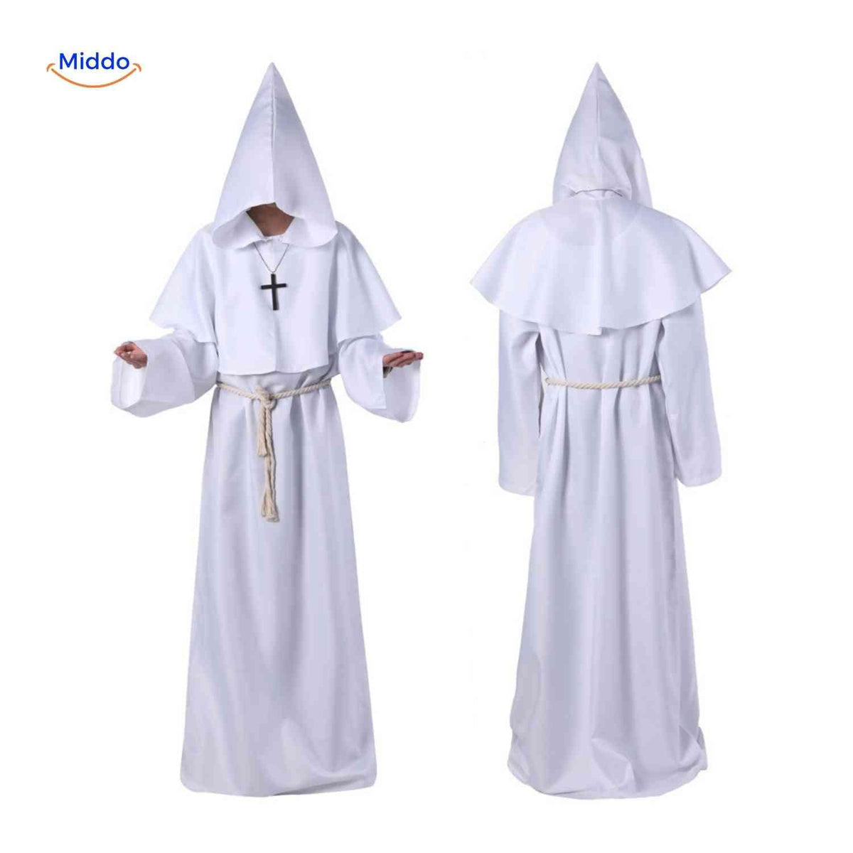 Mittelalterliches Mönchsgewand mit Kapuze, Unisex-Kostüm für Themenpartys, Halloween, Cosplay und Karneval | Sansoti