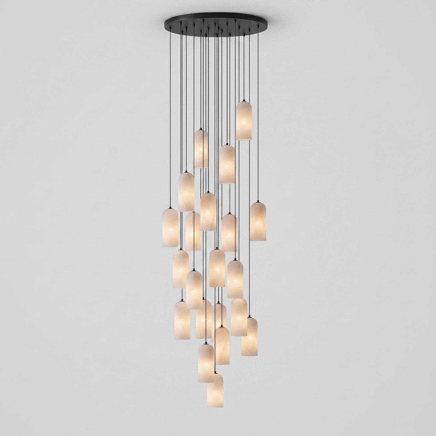 Alabasten Hanglamp met Gevlochten Snoer – Natuursteen Verlichting van Enkel Lichtpunt tot 21-Lichts Cluster – Mid-Century Modern Stijl Eetkamer Hanglamp met E12/E14 Fitting | Sansoti