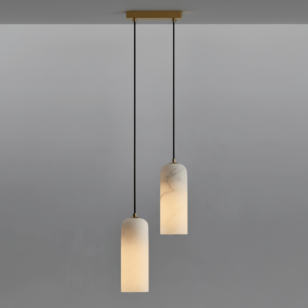 Alabasten Hanglamp met Gevlochten Snoer – Natuursteen Verlichting van Enkel Lichtpunt tot 21-Lichts Cluster – Mid-Century Modern Stijl Eetkamer Hanglamp met E12/E14 Fitting | Sansoti