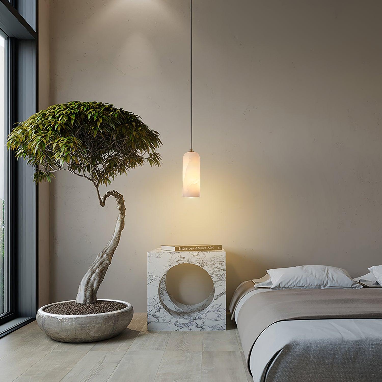 Alabasten Hanglamp met Gevlochten Snoer – Natuursteen Verlichting van Enkel Lichtpunt tot 21-Lichts Cluster – Mid-Century Modern Stijl Eetkamer Hanglamp met E12/E14 Fitting | Sansoti