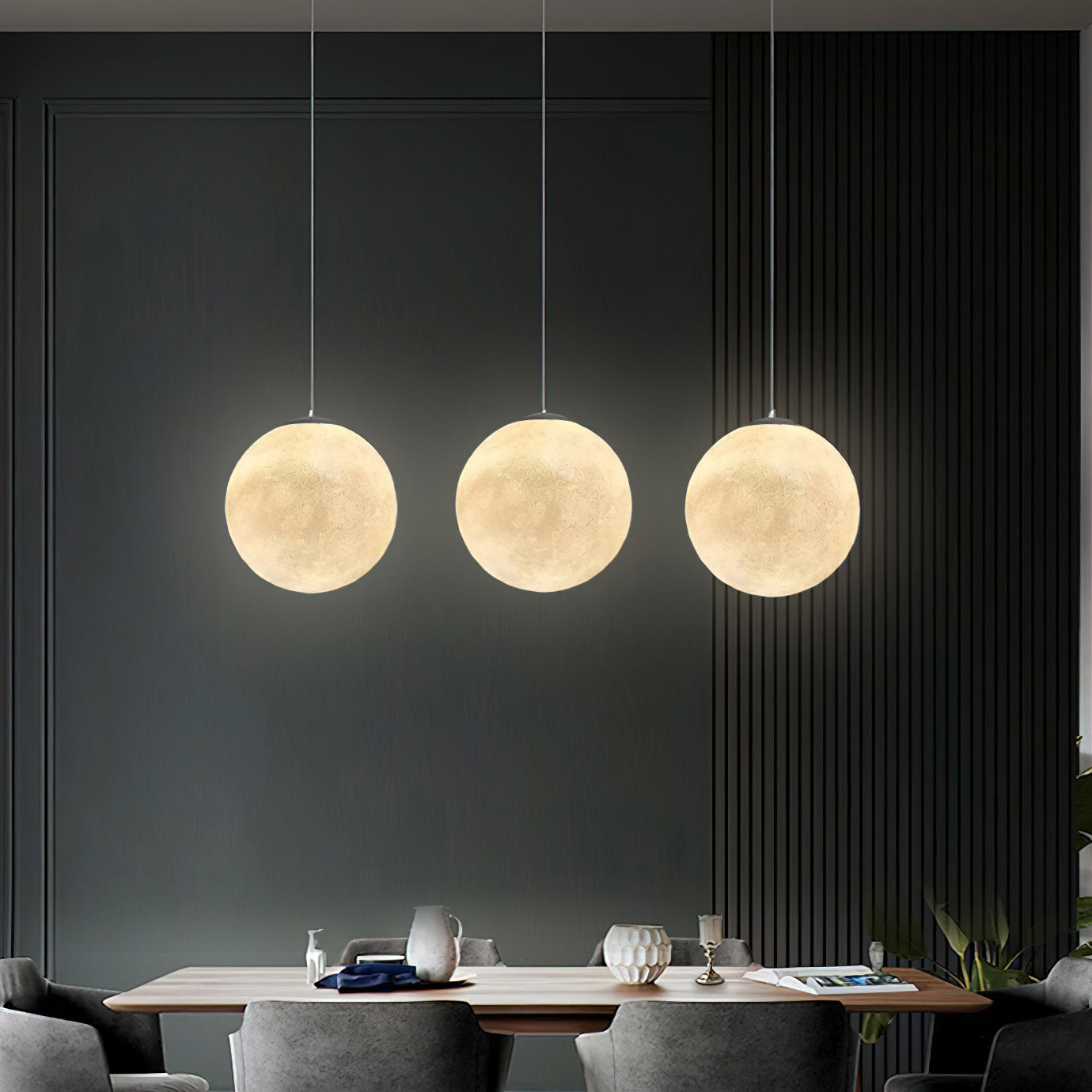 Maan Hanglamp – Realistische Textuur – 8 Maten Beschikbaar – Romantische Maanbol voor Slaapkamer Eetkamer Kinderkamer – Dimbaar Warm Licht – Schuine Plafondadapter Inbegrepen | Sansoti