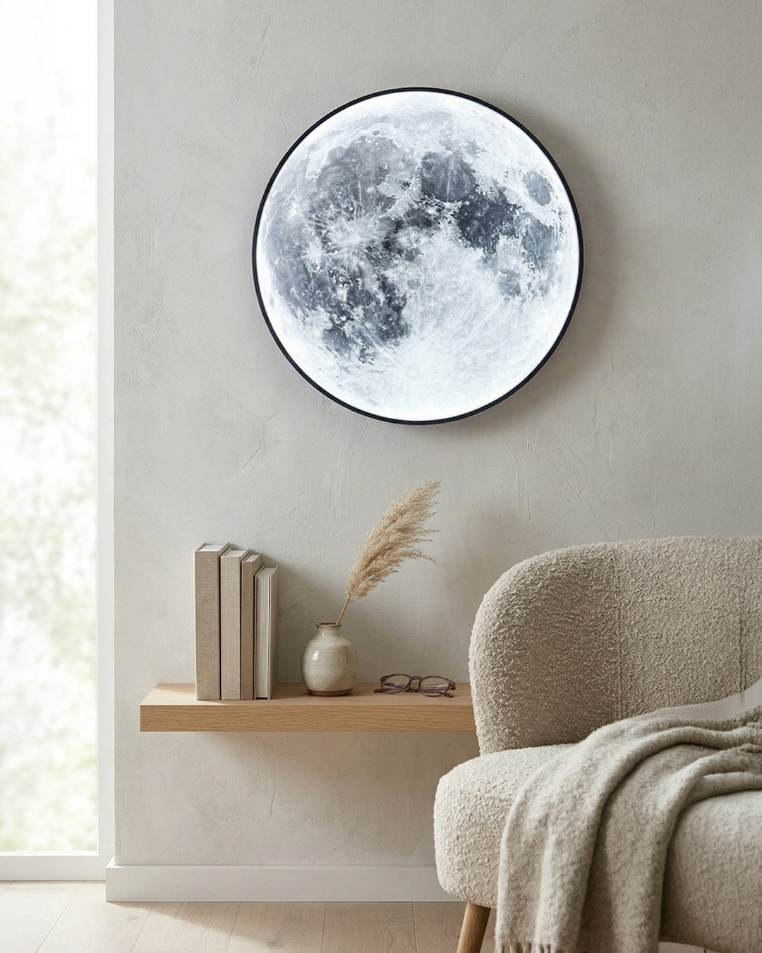 Maan Wandlamp – Textuurbol met Sfeerverlichting in 6 Maten | Sansoti