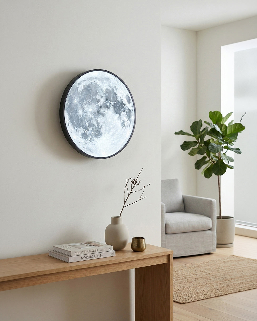 Maan Wandlamp – Textuurbol met Sfeerverlichting in 6 Maten | Sansoti