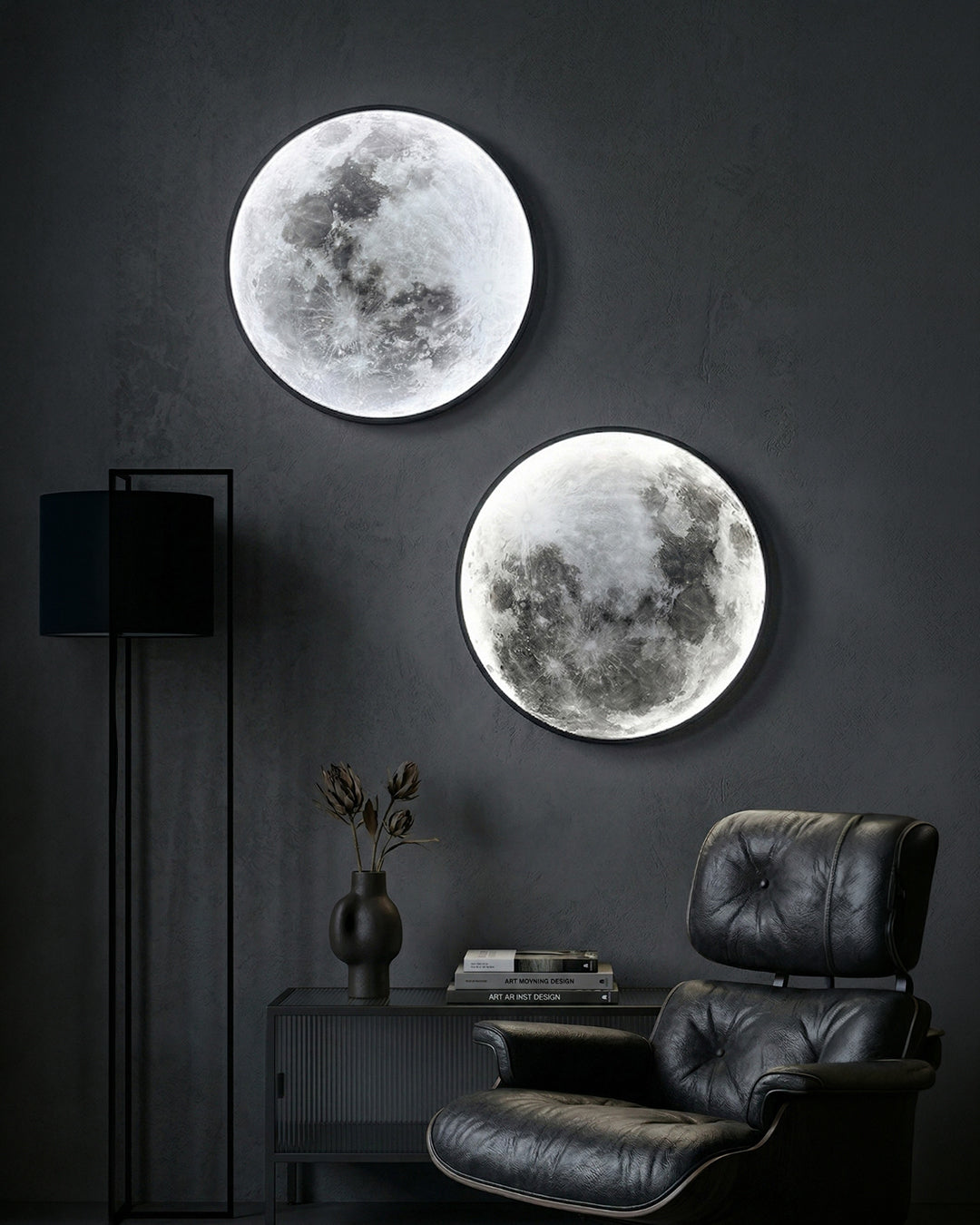 Maan Wandlamp – Textuurbol met Sfeerverlichting in 6 Maten | Sansoti