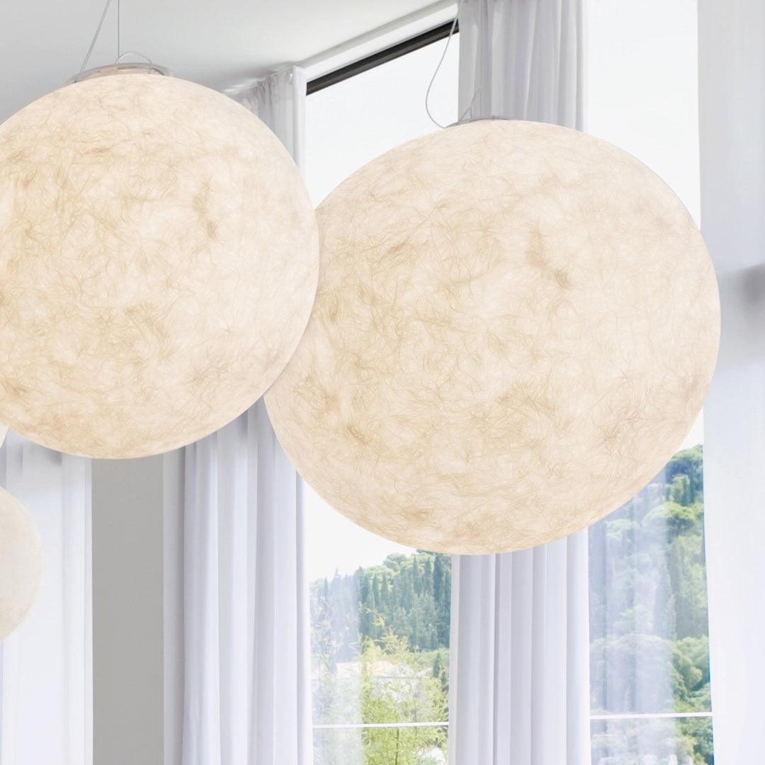 Hanging Moon Lamp, Spherical White Design, Adjustable 25-100cm, Ambient Lighting, Modern Living Room Décor | Sansoti