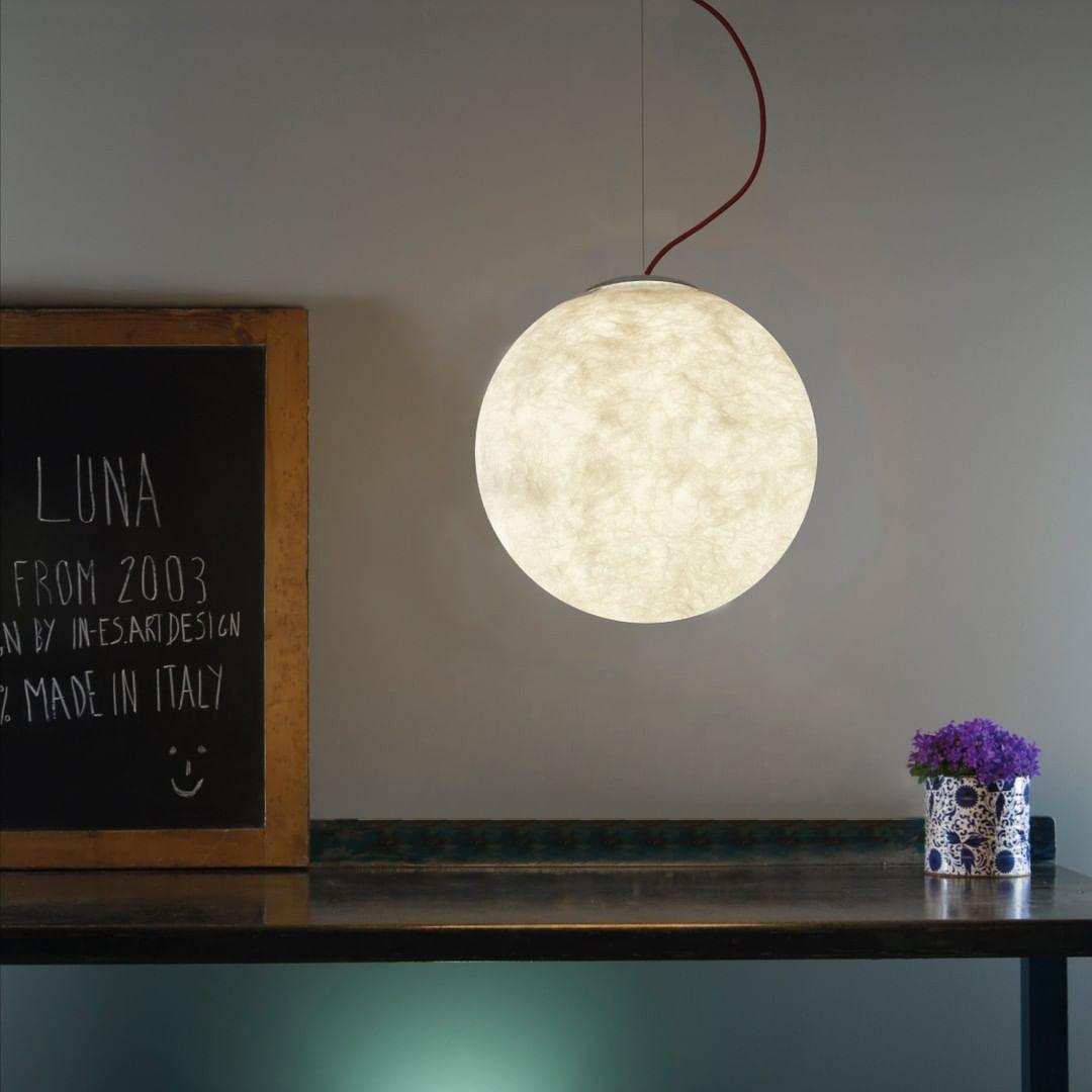 Hanging Moon Lamp, Spherical White Design, Adjustable 25-100cm, Ambient Lighting, Modern Living Room Décor | Sansoti