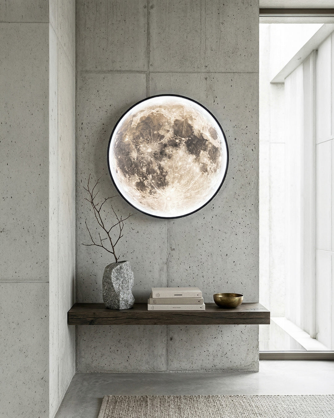 Maan Wandlamp – Textuurbol met Sfeerverlichting in 6 Maten | Sansoti