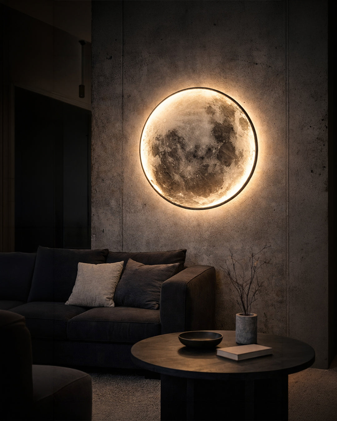 Maan Wandlamp – Textuurbol met Sfeerverlichting in 6 Maten | Sansoti