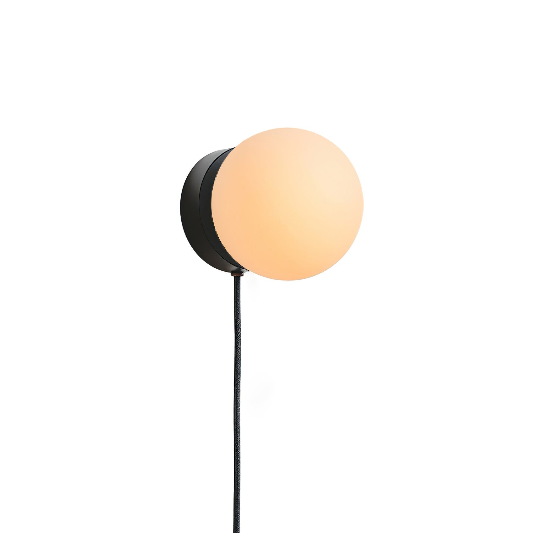 Wandlamp Plug-In Glas & IJzer Zwart Wit Sfeerlicht Slaapkamer Gang | Sansoti