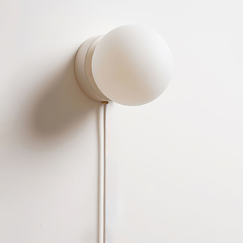 Wandlamp Plug-In Glas & IJzer Zwart Wit Sfeerlicht Slaapkamer Gang | Sansoti