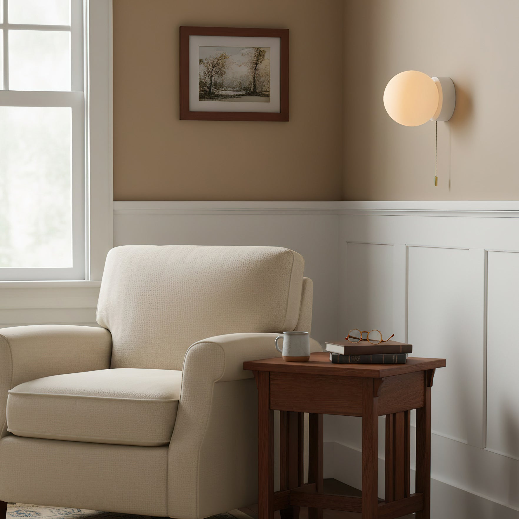 Glazen Wandlamp Scandinavisch Design met Ronde Bolkap Wit Glas G9 Fitting Compact & Modern Sfeervol voor Slaapkamer Hal | Sansoti