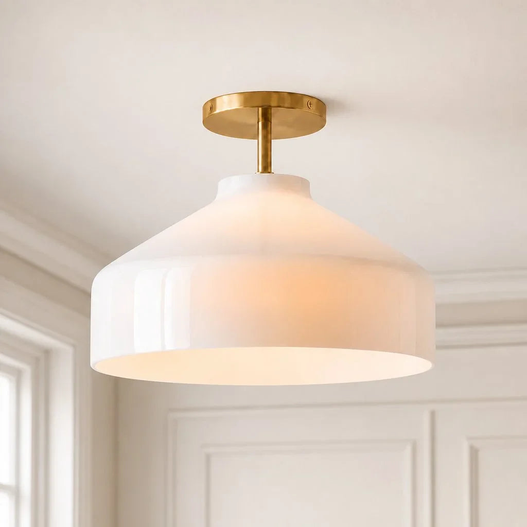 Minimalistisch Plafondlamp Mat Metaal Scandinavisch Design Beige Smokey Grijs | Sansoti