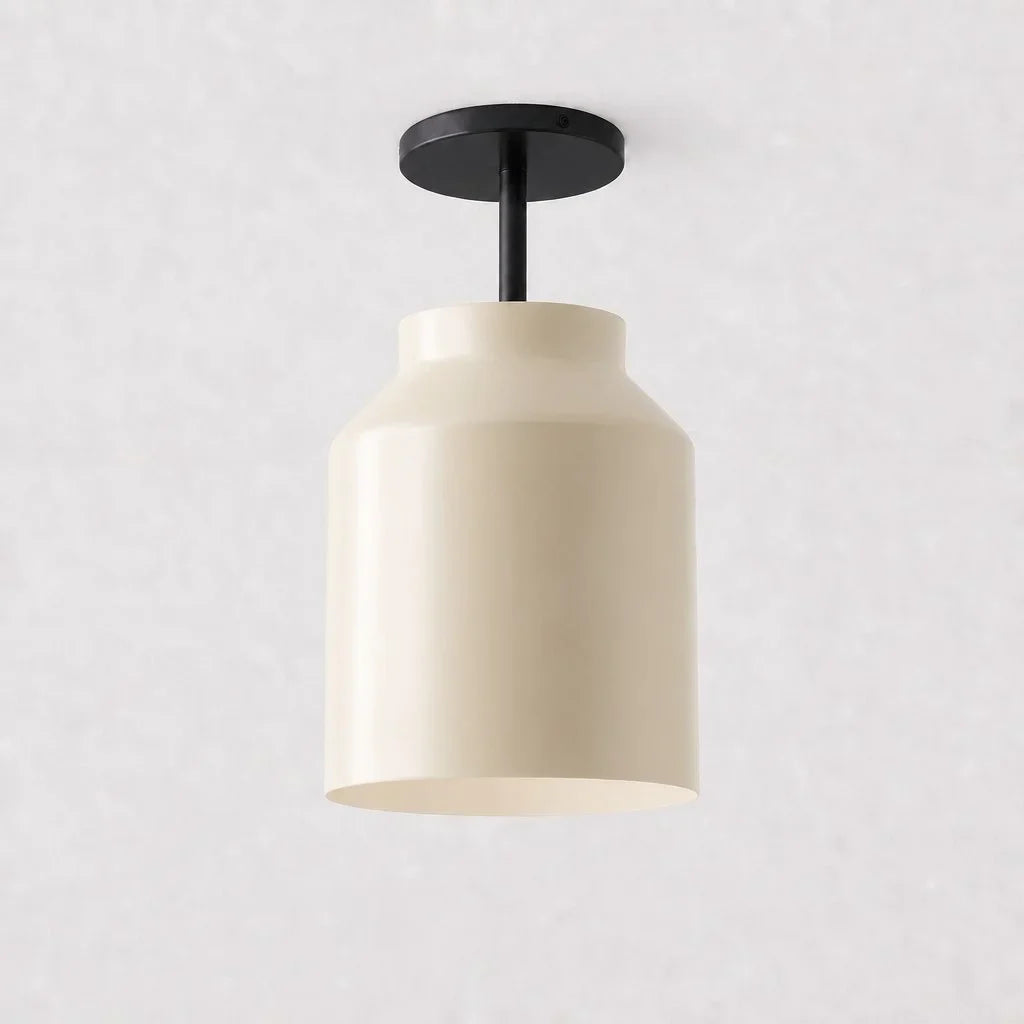 Minimalistisch Plafondlamp Mat Metaal Scandinavisch Design Beige Smokey Grijs | Sansoti