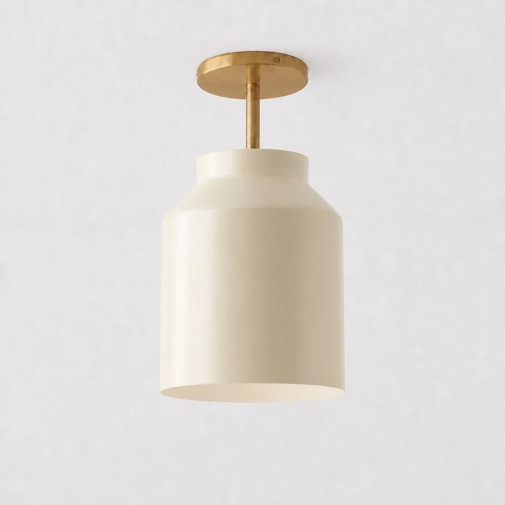 Minimalistisch Plafondlamp Mat Metaal Scandinavisch Design Beige Smokey Grijs | Sansoti