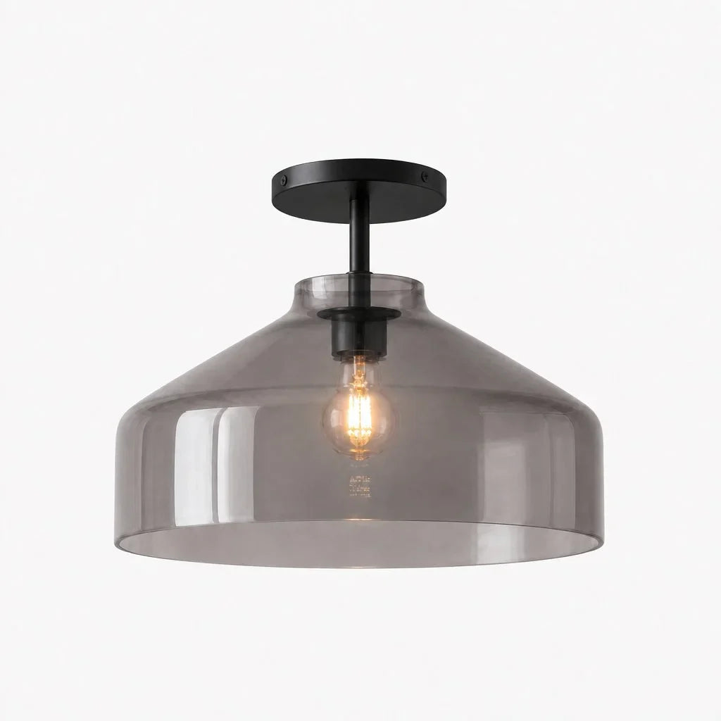 Minimalistisch Plafondlamp Mat Metaal Scandinavisch Design Beige Smokey Grijs | Sansoti