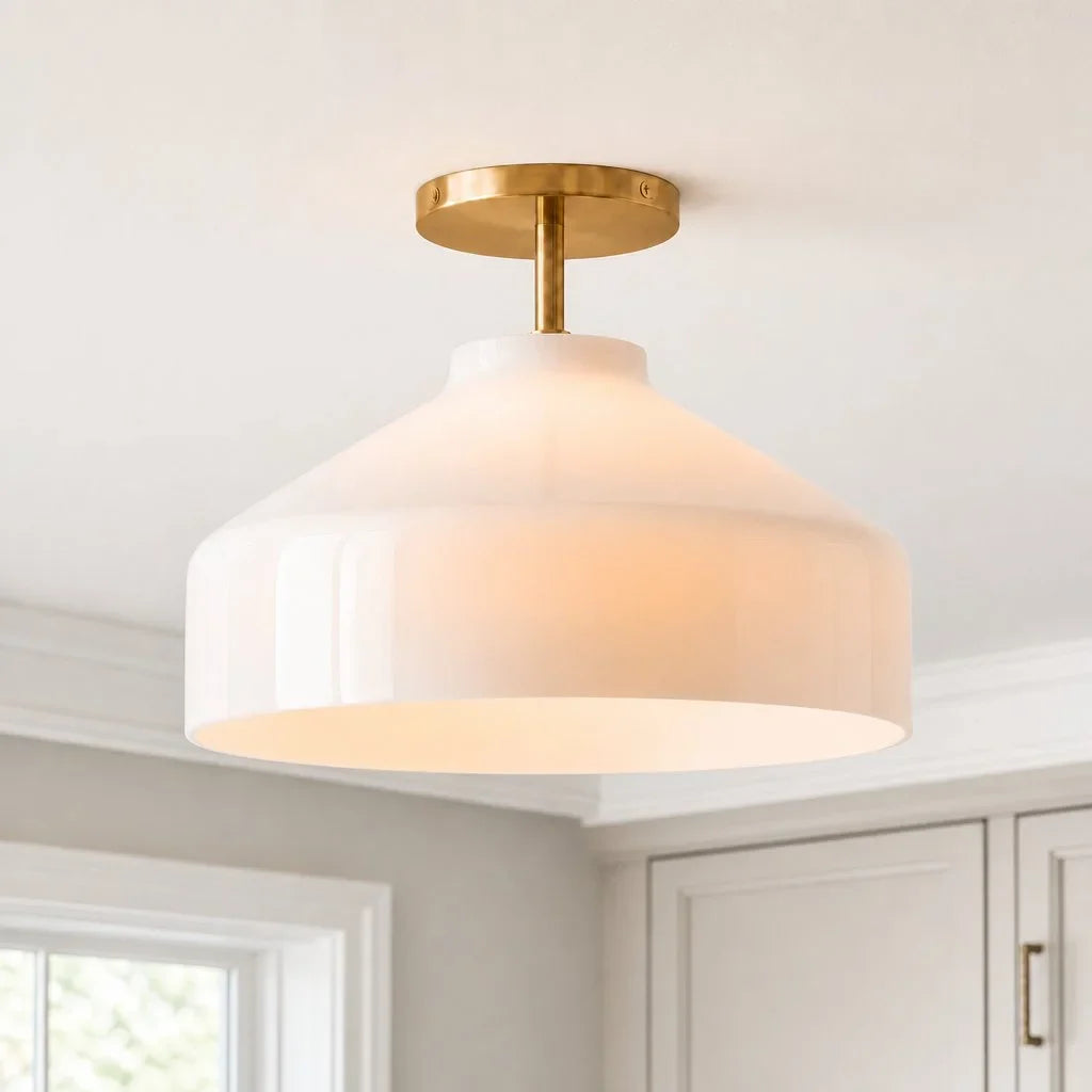 Minimalistisch Plafondlamp Mat Metaal Scandinavisch Design Beige Smokey Grijs | Sansoti