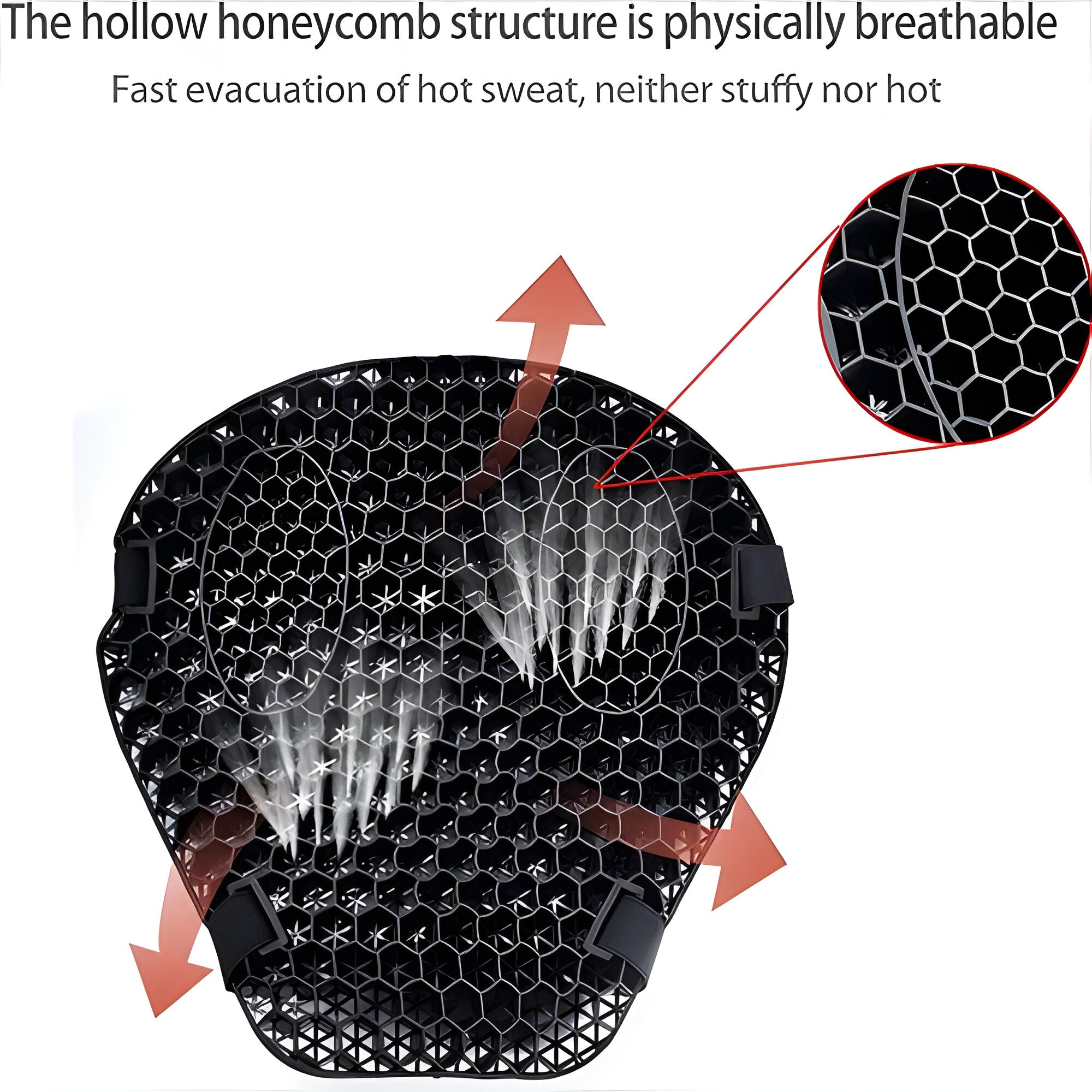 Coussin de selle en gel ergonomique pour moto, structure alvéolée, antidérapant et réducteur de pression pour des trajets longs et confortables | Sansoti