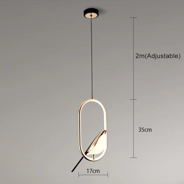 Hanglamp met Gouden Vogelsculptuur en LED-Verlichting voor Woonkamer Eetkamer Hal Slaapkamer Modern Design | Sansoti