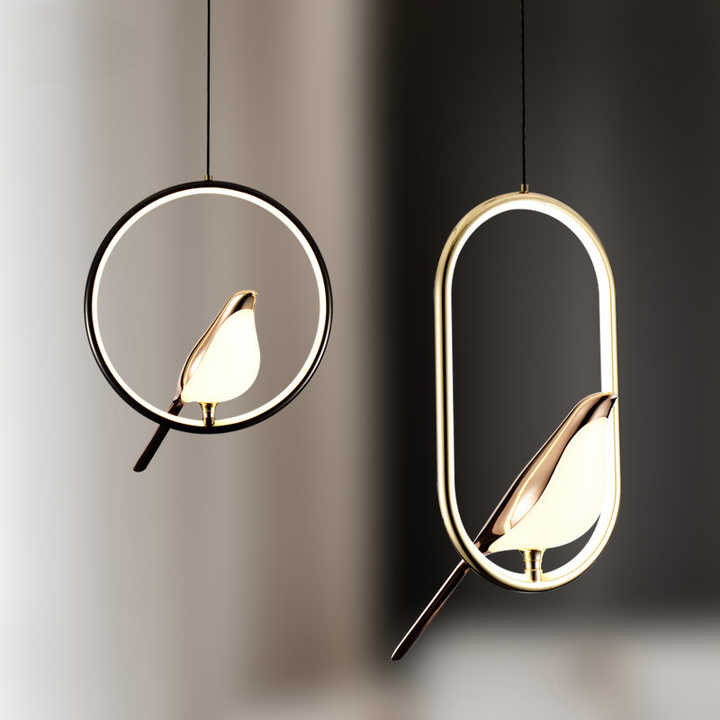 Hanglamp met Gouden Vogelsculptuur en LED-Verlichting voor Woonkamer Eetkamer Hal Slaapkamer Modern Design | Sansoti
