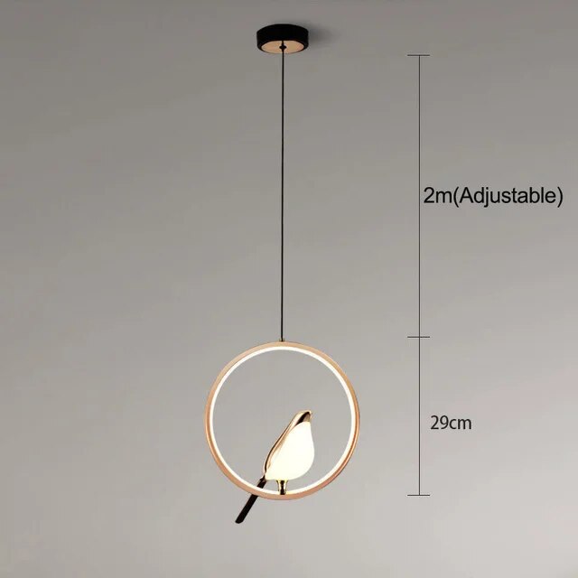 Hanglamp met Gouden Vogelsculptuur en LED-Verlichting voor Woonkamer Eetkamer Hal Slaapkamer Modern Design | Sansoti