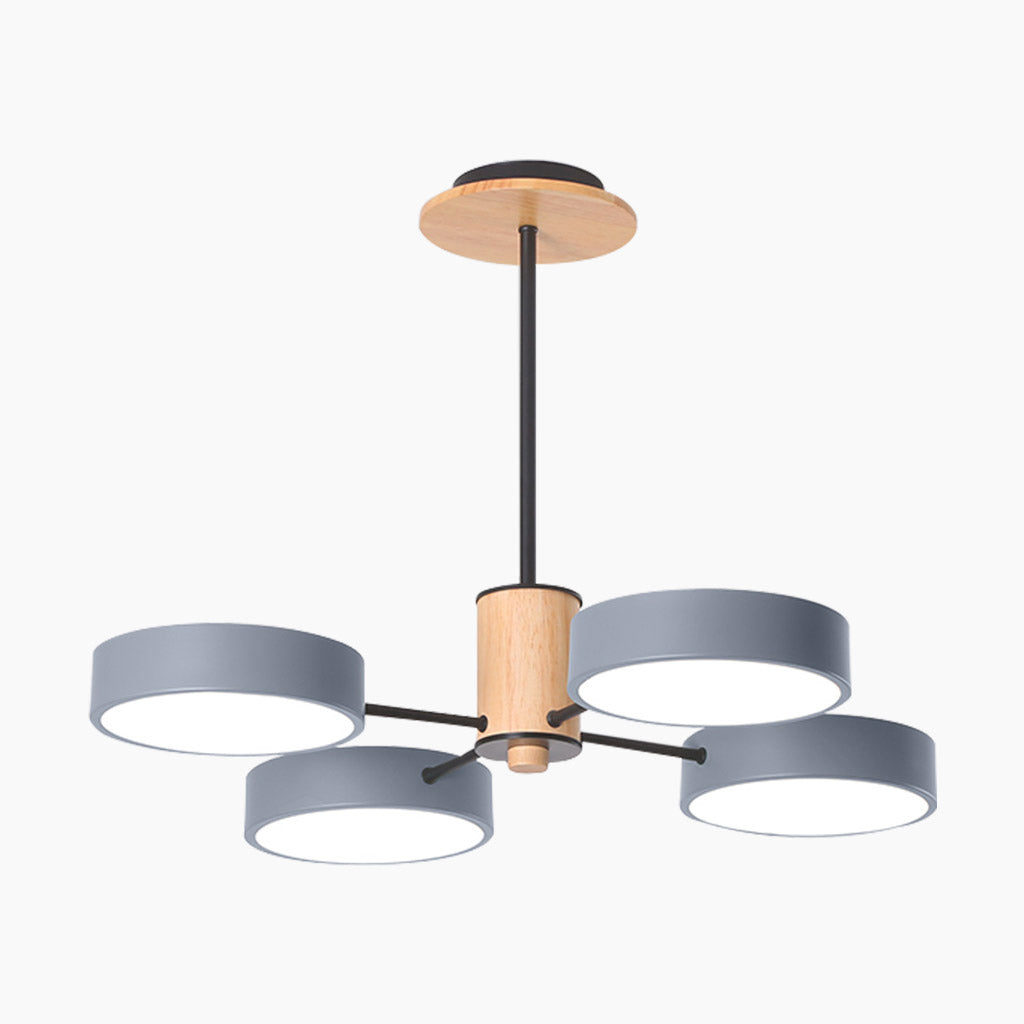 Deckenleuchte und Kronleuchter aus Holz und Metall, mehrarmig, LED, verstellbares Licht, modernes skandinavisches Design, Wohnzimmer | Sansoti