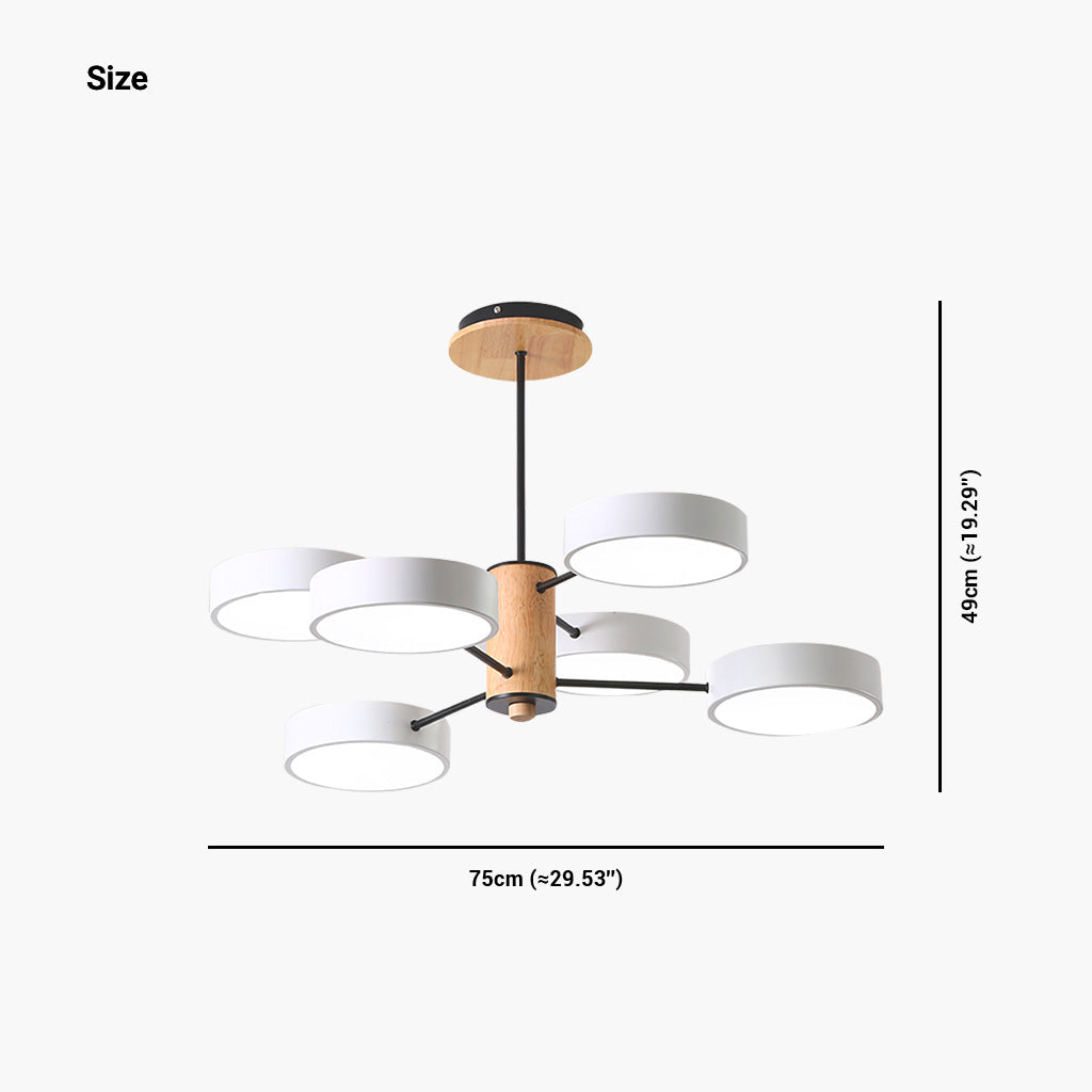 Deckenleuchte und Kronleuchter aus Holz und Metall, mehrarmig, LED, verstellbares Licht, modernes skandinavisches Design, Wohnzimmer | Sansoti