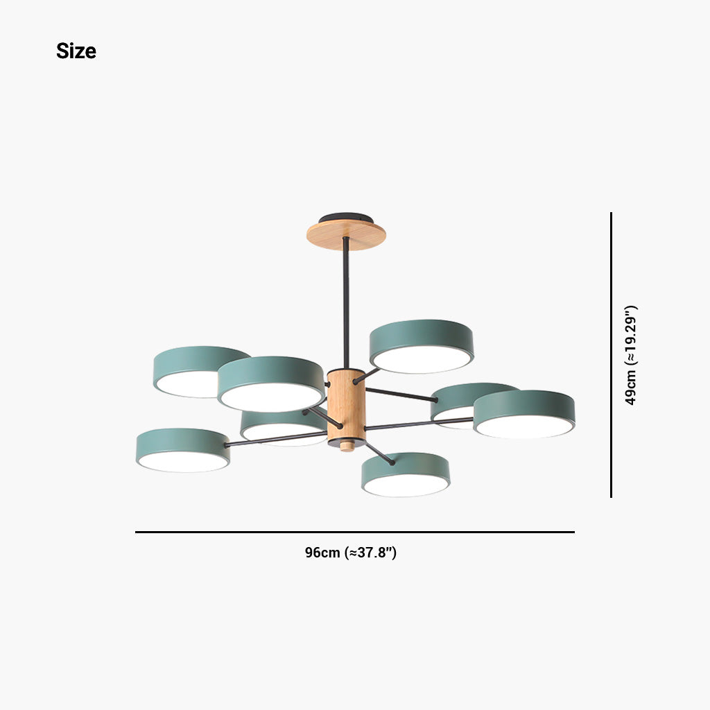 Deckenleuchte und Kronleuchter aus Holz und Metall, mehrarmig, LED, verstellbares Licht, modernes skandinavisches Design, Wohnzimmer | Sansoti