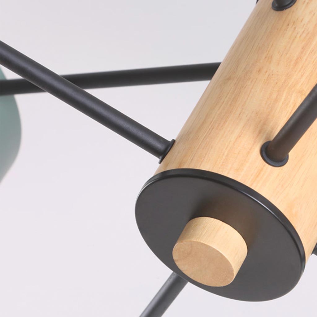 Deckenleuchte und Kronleuchter aus Holz und Metall, mehrarmig, LED, verstellbares Licht, modernes skandinavisches Design, Wohnzimmer | Sansoti