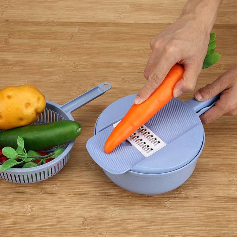 Groentesnijder 12-in-1 Multifunctioneel Keukengereedschap met Rasp Schaaf Opvangbak voor Groentesnijden | Sansoti