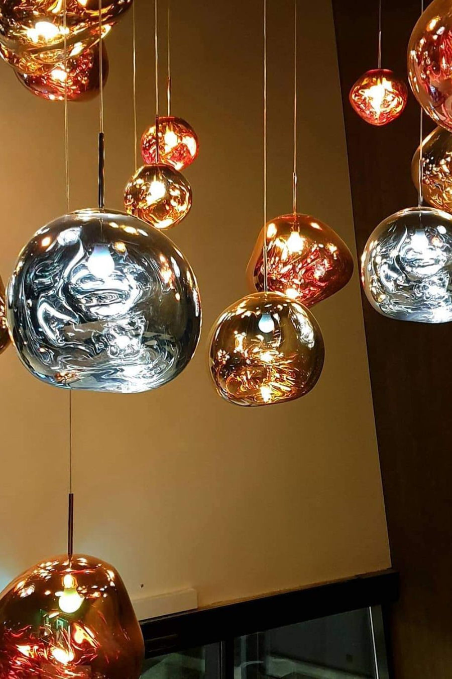 Hanglamp Modern Gesmolten Glas Effect ø18-48 cm Chroom Goud Rosé Goud met Spiegelreflectie voor Eetkamer Woonkamer | Sansoti