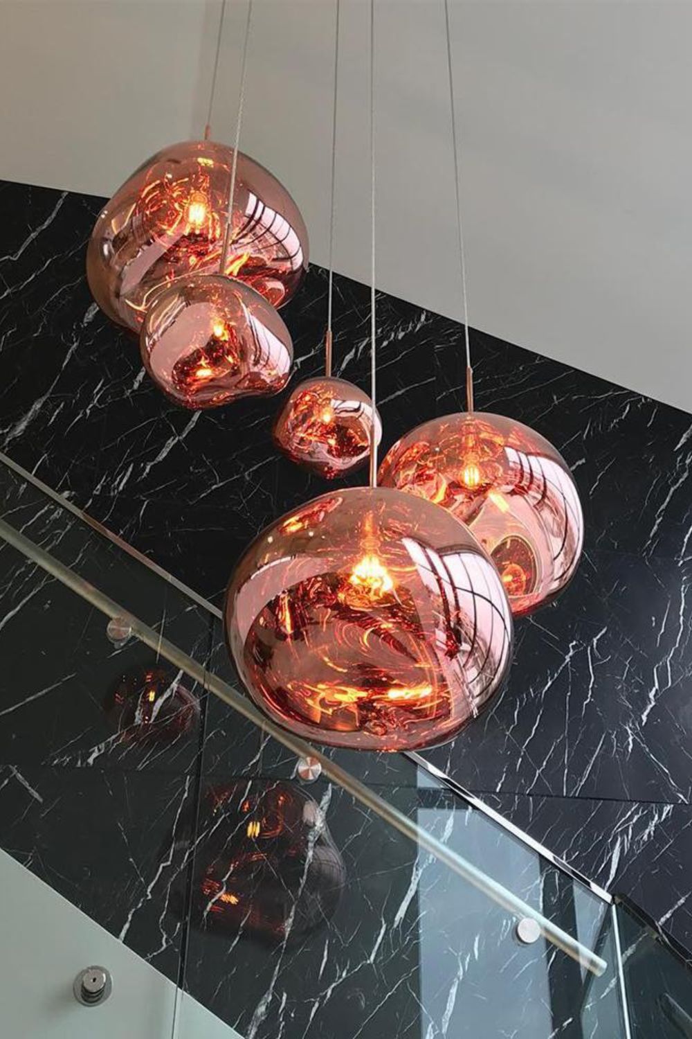 Hanglamp Modern Gesmolten Glas Effect ø18-48 cm Chroom Goud Rosé Goud met Spiegelreflectie voor Eetkamer Woonkamer | Sansoti