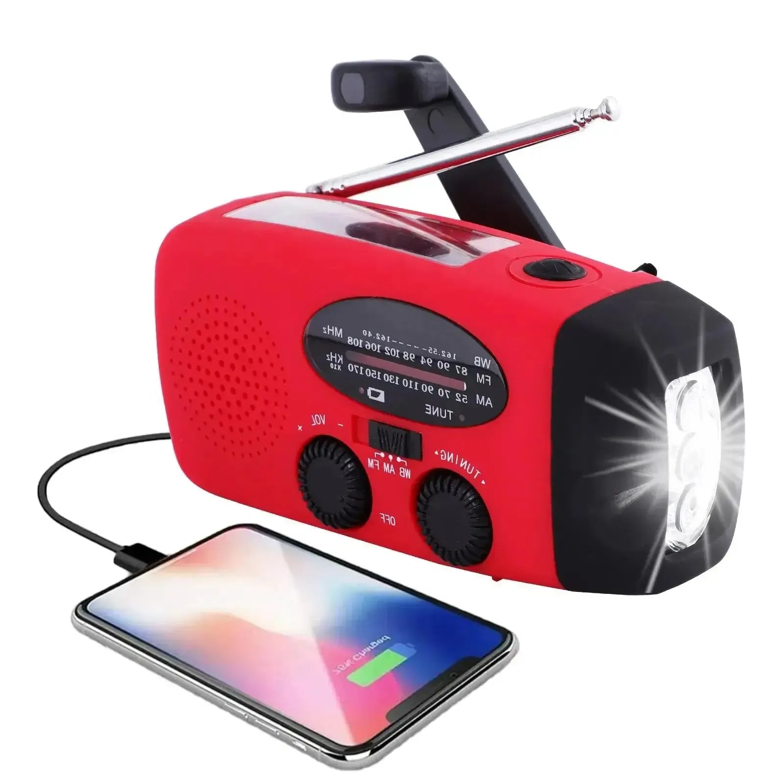 Draagbare Zonne-energie Noodradio met LED-Zaklamp en Powerbank | Sansoti