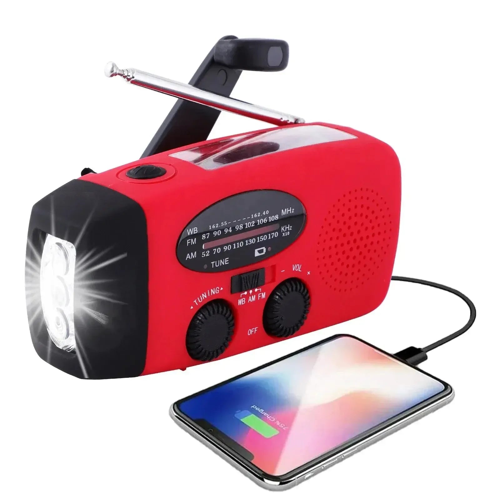 Draagbare Zonne-energie Noodradio met LED-Zaklamp en Powerbank | Sansoti