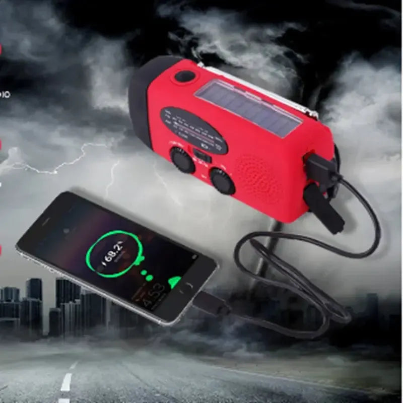 Draagbare Zonne-energie Noodradio met LED-Zaklamp en Powerbank | Sansoti